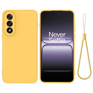OnePlus Nord 5 Etui z płynnego silikonu z paskiem na rękę - żółty