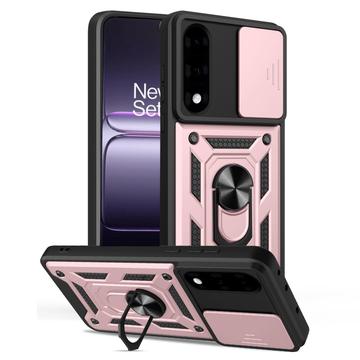 OnePlus Nord 5 Hybrydowe Etui z Pierścieniem Obrotowym z Osłoną Aparatu - Różowe Złoto