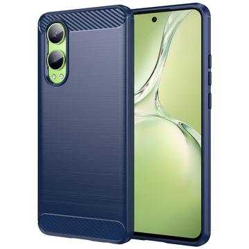 OnePlus Nord CE4 Lite/Oppo K12x Szczotkowane Etui z TPU - Włókno Węglowe - Błękit