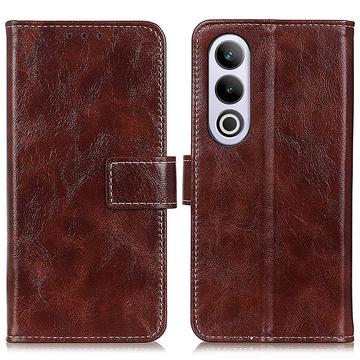 OnePlus Nord CE4/Oppo K12 Etui portfelowe z magnetycznym zamknięciem - brązowy