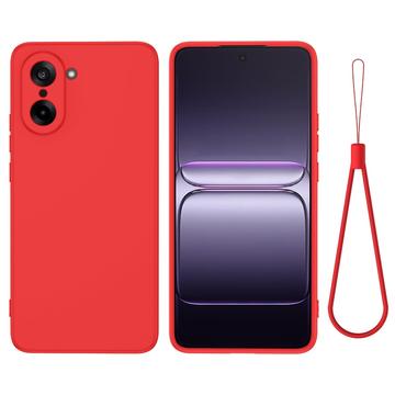 OnePlus Nord CE5 Etui z płynnego silikonu z paskiem na rękę - czerwony