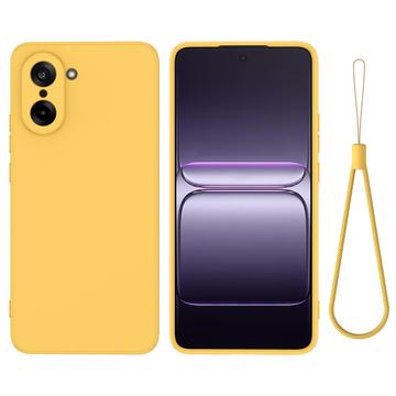 OnePlus Nord CE5 Etui z płynnego silikonu z paskiem na rękę - żółty