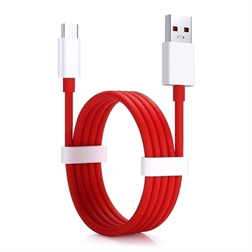 OnePlus Kabel Type-C Warp Charge 5461100012 - 1.5m - Czerwień / Biel