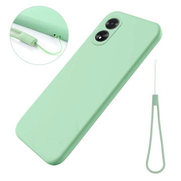 Oppo A18/A38 Etui z płynnego silikonu z paskiem na rękę - Zielony