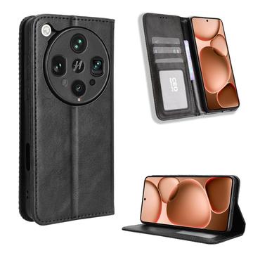 Oppo Find X8 Ultra Etui z Portfelem Retro z Magnetycznym Zamknięciem - Czarne