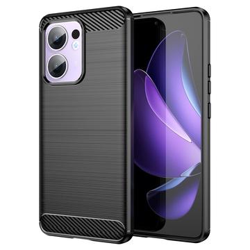 Oppo Reno13 F Szczotkowane Etui z TPU - Włókno Węglowe - Czarne