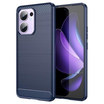 Oppo Reno13 F Szczotkowane Etui z TPU - Włókno Węglowe - Błękit