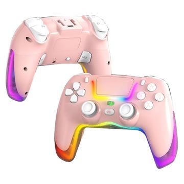 Bezprzewodowy kontroler Bluetooth P07 Dazzle Lighting do PS4/Android/iOS/Switch/PC - różowy