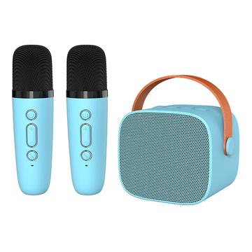 Głośnik Bluetooth P2 dla dzieci z karaoke i 2 mikrofonami - niebieski