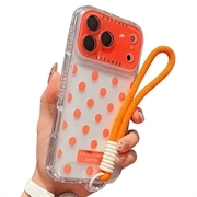 iPhone 17 Pro Max PC / TPU Etui z folią na obiektyw i paskiem - Polka Dot - Pomarańczowy
