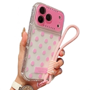 iPhone 17 Pro PC / TPU Etui z folią na obiektyw i paskiem - Polka Dot - różowy