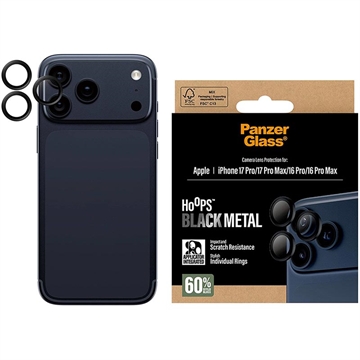 Osłona obiektywu aparatu iPhone 17 Pro/17 Pro Max/16 Pro/16 Pro Max PanzerGlass Hoops - czarna