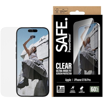 Ochraniacz ekranu iPhone 17/16 Pro PanzerGlass Safe Ultra-Wide Fit - 9H - przezroczysty