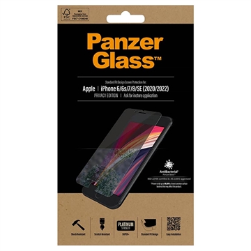 iPhone 6/6S/7/8/SE (2020)/SE (2022) PanzerGlass Standard Fit Privacy Zabezpieczenie Ekranu - 9H