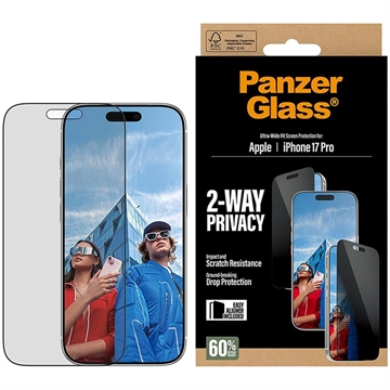 Privacy Szkło hartowane iPhone 17 Pro PanzerGlass Ultra-Wide Fit EasyAligner 2-Way - 9H - Czarna krawędź