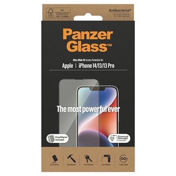 Szkło Hartowane PanzerGlass Ultra-Wide Fit EasyAligner do iPhone 13/13 Pro/14 - Czarna Krawędź