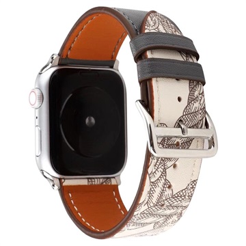 Apple Watch Series 7/SE/6/5/4/3/2/1 Skórzany Pasek Pattern - 41mm/40mm/38mm - Czerń