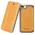 Skórzane Etui z Klapką Pierre Cardin iPhone 7 Plus / iPhone8 Plus - Brązowe