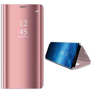 Luksusowe zamykane etui z serii Mirror View do telefonu Samsung Galaxy S9 - Różowozłote