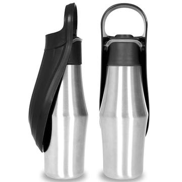 Przenośna butelka na wodę dla psa ze stali nierdzewnej - 750ml - czarna