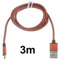 Premium USB 2.0 / MicroUSB Cable - 3m - Pomarańcz