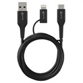 Kabel Prio 2 w 1 High-Speed USB-C / Lightning na USB-A – 1.2m - Czarny