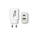 Szybka ładowarka ścienna Prio PWC-1204 - 25 W PD USB-C, 18 W QC3.0 USB-A - biała