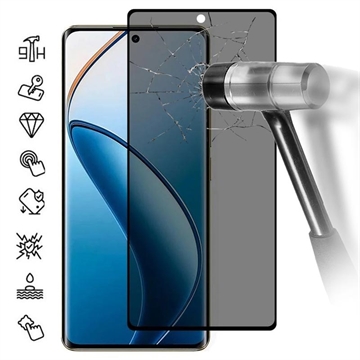 Realme 12 Pro/12 Pro+ Pełne Zabezpieczenie Ekranu ze Szkła Hartowanego Privacy - Czarna Krawędź