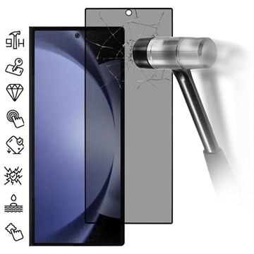 Samsung Galaxy Z Fold6 Pełne Zabezpieczenie Ekranu ze Szkła Hartowanego Privacy - Czarna Krawędź