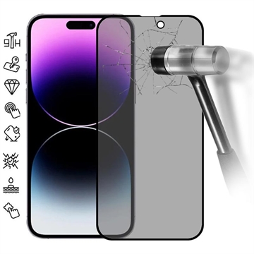 iPhone 16 Pełne Zabezpieczenie Ekranu ze Szkła Hartowanego Privacy - Czarna Krawędź