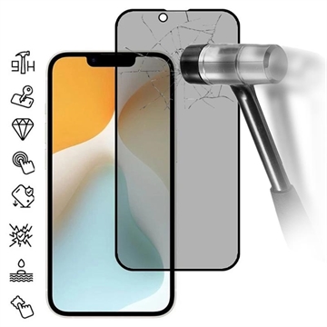 iPhone 16e Pełne Zabezpieczenie Ekranu ze Szkła Hartowanego Privacy - Czarna Krawędź