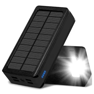 Psooo PS-400 Solarny Powerbank - 4xUSB-A, 30000mAh - Czarny