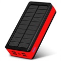 Psooo PS-400 Solarny Powerbank - 4xUSB-A, 30000mAh - Czerwieny