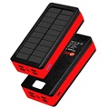 Psooo PS-400 Solarny Powerbank - 4xUSB-A, 30000mAh - Czerwieny