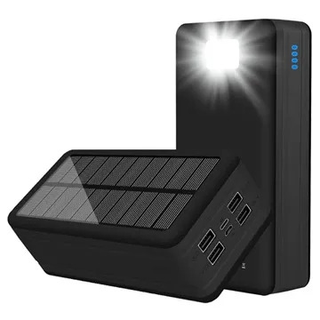 Psooo PS-400 Solarny Powerbank - 4xUSB-A, 50000mAh - Czarny