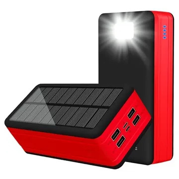 Psooo PS-400 Solarny Powerbank - 4xUSB-A, 50000mAh - Czerwieny