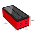 Psooo PS-400 Solarny Powerbank - 4xUSB-A, 50000mAh - Czerwieny