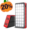 Psooo PS-900 Solarny Powerbank z Oświetleniem LED - 30000mAh - Czerwień