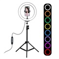 Statyw Tripod Puluz & Lampa Pierścieniowa 10.2 LED z Funkcją RGBW 