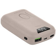 Puro Compact Power Bank 10000mAh z wyświetlaczem - USB-A, USB-C, 15W - różowy