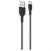 Ultra-wytrzymały kabel USB-A / USB-C Puro Fabric - 1,2 m, 30 W - czarny