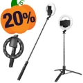 Q05s Zintegrowana 8" lampa pierścieniowa 1680mm Bluetooth Selfie Stick ze składanym statywem do nagrywania wideo na żywo