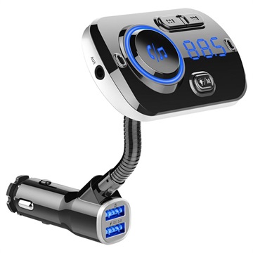Ładowarka samochodowa QC3.0 / transmiter FM Bluetooth z oświetleniem RGB BC49AQ - Czarna
