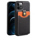 iPhone 12/12 Pro Skórzany Pokrowiec Qialino Business Style - Czarny