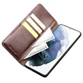 Skórzane Etui z Portfelem Qialino Classic do Samsung Galaxy S21+ 5G - Brąz