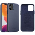 iPhone 12/12 Pro Skórzany Pokrowiec Qialino Premium - Błękit