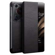 Huawei Pura 70 Ultra Skórzane Etui Qialino Smart View z Klapką - Klasyk - Czarne
