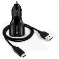 Szybka Ładowarka Samochodowa Quick Charge 3.0 z Kabel USB-C - 30W - Czarna