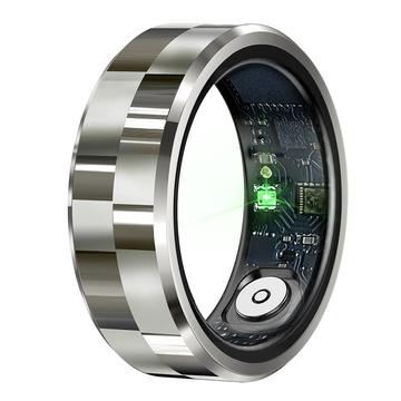 R9 Premium Smart Ring ze stali nierdzewnej z etui ładującym - Rozmiar: 11/20.6mm