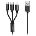Kabel USB Remax Gition 3-w-1 Lightning, Typu-C, MicroUSB - Czarny